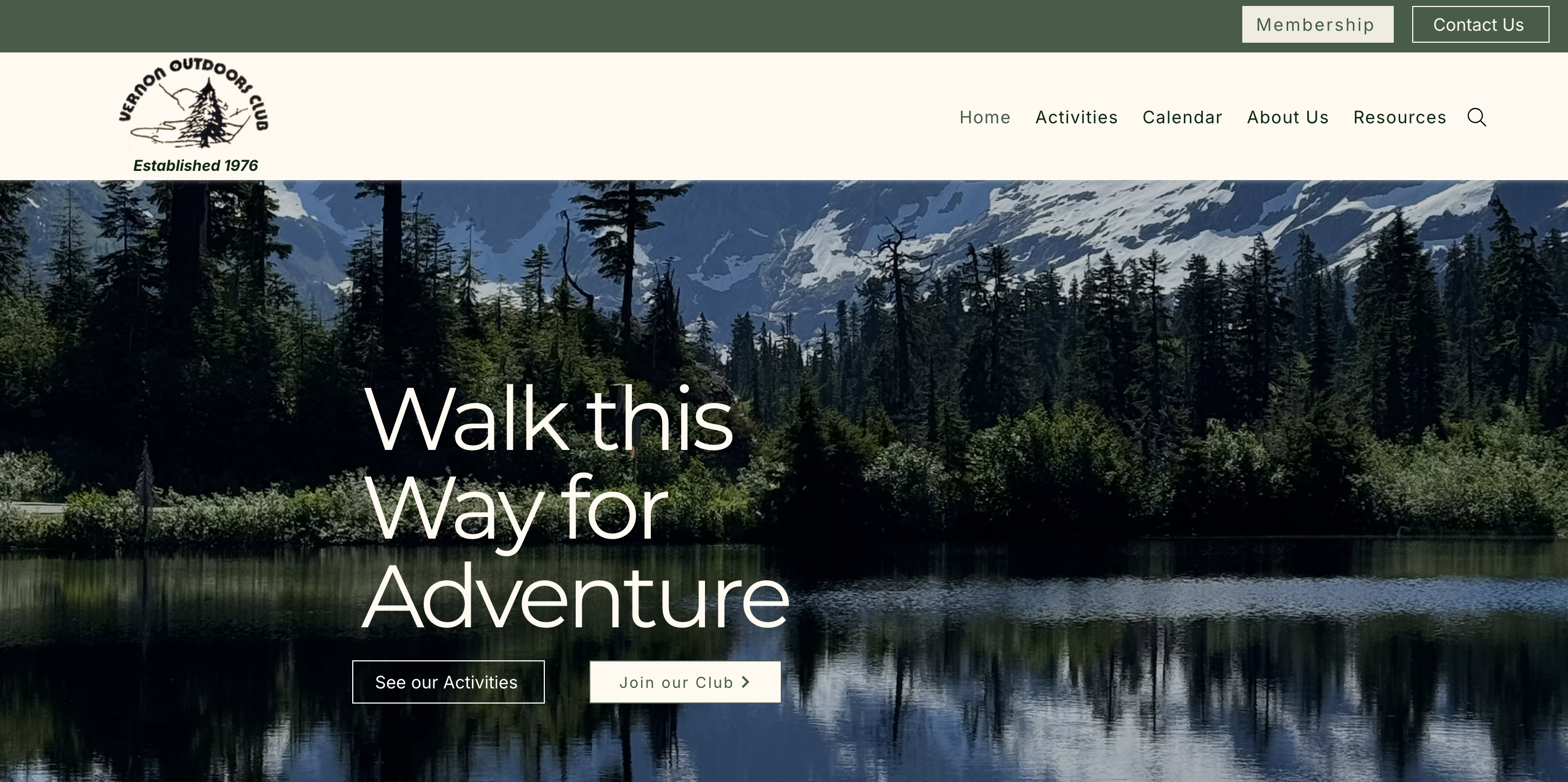 Vernon Outdoors Club website